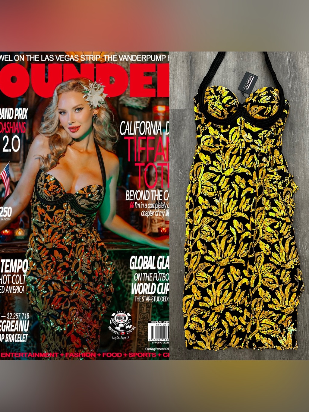 Elle Rebel Sequin Embellished Black And Yellow Cocktail Dress — image 2 of 5